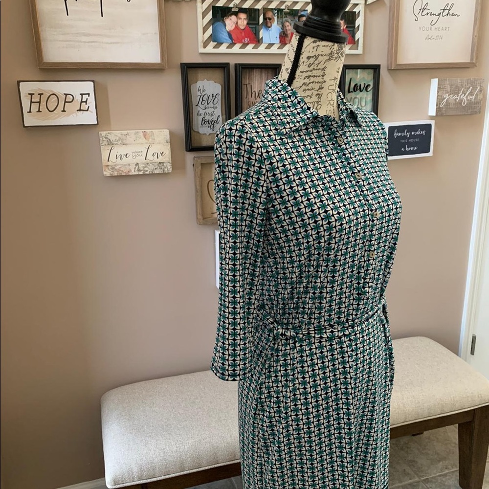 Max Studio Wrap Dress Womens XS Green White Blue - Picture 2 of 8